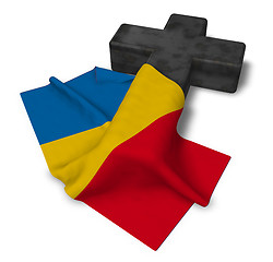 Image showing christian cross and flag of romania - 3d rendering