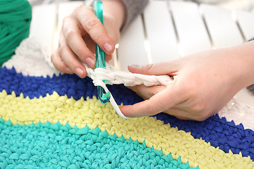 Image showing Crocheting. Hand needlework. Needlework. Handicraft.