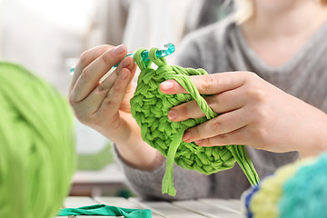 Image showing Crocheting. Hand needlework. Needlework.