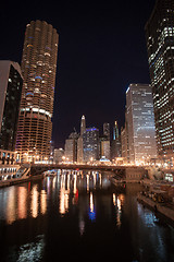 Image showing River Flows Through Downtown Chicago Illinois City Skyline