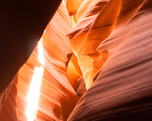 Image showing Sunlight Beams Through Crevasse Sandstone Rock Antelope Slot Can