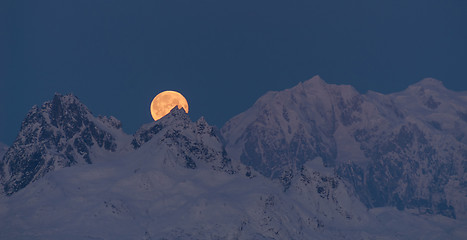 Image showing Moonrise Mount McKinley Alaska Denali National Park