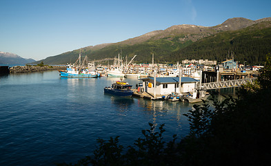 Image showing Ships Boats Mooring Passage Canal Whittier Marina Alaska