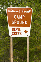 Image showing National Forest Sign Devil Creek Campground