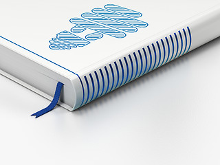 Image showing Finance concept: closed book, Energy Saving Lamp on white background