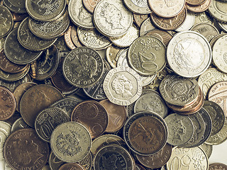 Image showing Vintage Euro and Pounds coins