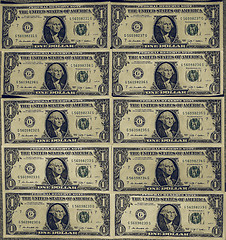 Image showing Vintage Dollar notes 1 Dollar