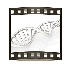 Image showing DNA structure model. 3d illustration. The film strip