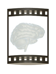 Image showing 3D illustration of human brain. The film strip