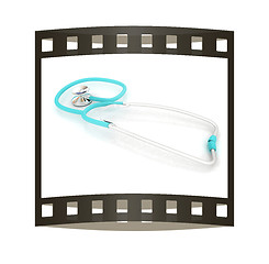 Image showing stethoscope. 3d illustration. The film strip