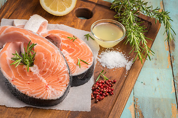 Image showing Raw salmon steak