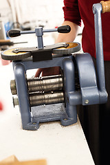 Image showing Making rings, rolling rods. Workshop tools, rolling mill