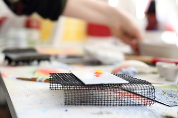 Image showing Painting on glass. Painting tiles.