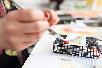 Image showing Art classes. Pottery course. Painting on glass.