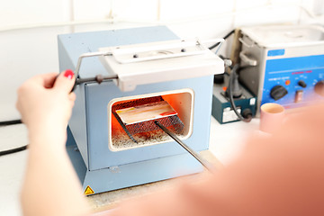 Image showing Artistic studio, kiln for ceramics. Studio pottery kiln.