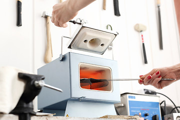 Image showing Artistic studio, kiln for ceramics.