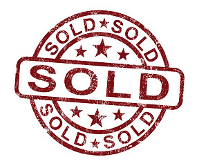 Image showing Sold Stamp Shows Selling Or Purchasing