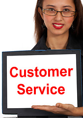 Image showing Customer Service Computer Message Shows Online Internet Help