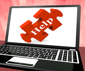 Image showing Help Puzzle On Laptop Shows Online Support