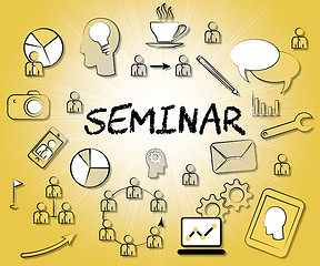 Image showing Seminar Icons Represents Symbols Forum And Seminars