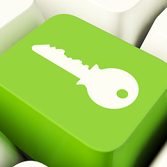 Image showing Key Computer Button In Green Showing Security And Protection