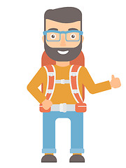 Image showing Hiker giving thumbs up vector illustration.