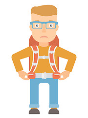 Image showing Sad caucasian tourist vector illustration.