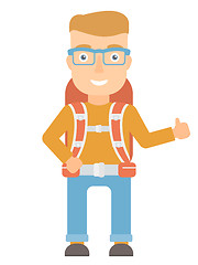 Image showing Hiker giving thumbs up vector illustration.