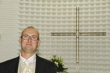 Image showing Groom in church waiting