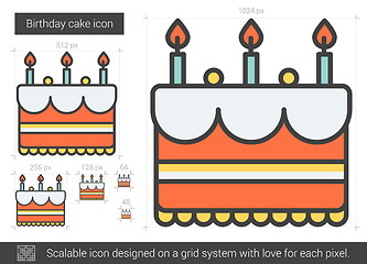 Image showing Birthday cake line icon.