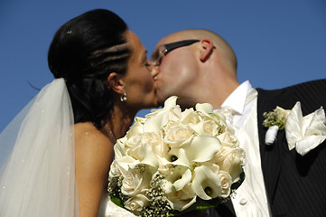 Image showing Wedding couple kissing