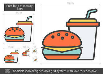 Image showing Fast food takeaway line icon.