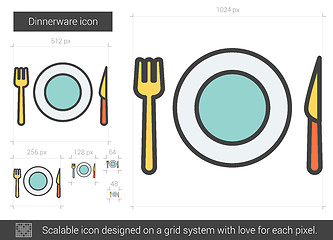 Image showing Dinnerware line icon.