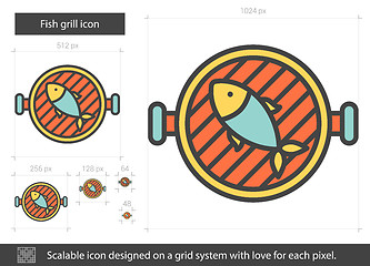 Image showing Fish grill line icon.