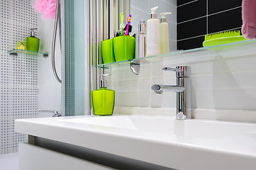 Image showing Modern luxury white bathroom interior