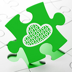 Image showing Cloud computing concept: Cloud With Code on puzzle background