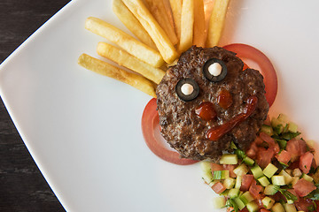 Image showing Funny meat cutlet face