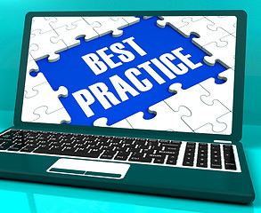 Image showing Best Practice On Laptop Showing Successful Practices