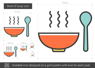 Image showing Bowl of soup line icon.