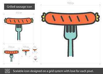 Image showing Grilled sausage line icon.