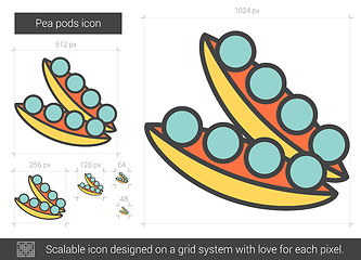 Image showing Pea pods line icon.