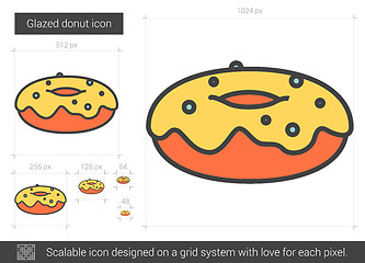 Image showing Glazed donut line icon.