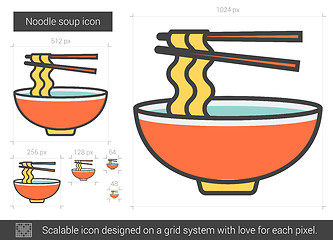 Image showing Noodle soup line icon.