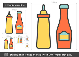 Image showing Ketchup and mustard line icon.