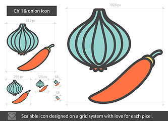 Image showing Chili and onion line icon.