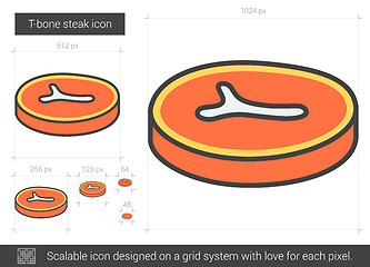 Image showing T-bone steak line icon.