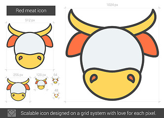 Image showing Red meat line icon.