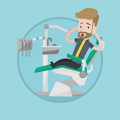 Image showing Scared patient in dental chair vector illustration