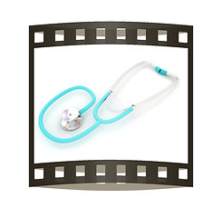 Image showing stethoscope. 3d illustration. The film strip
