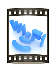 Image showing WiFi symbol. 3d illustration. The film strip